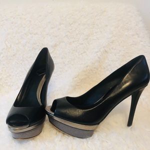 Brian Atwood Franciska Black Leather Heels